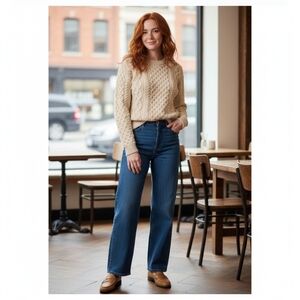 Irelandseye Cara Crew Neck 100% Virgin Wool Cream Size Small Fisherman